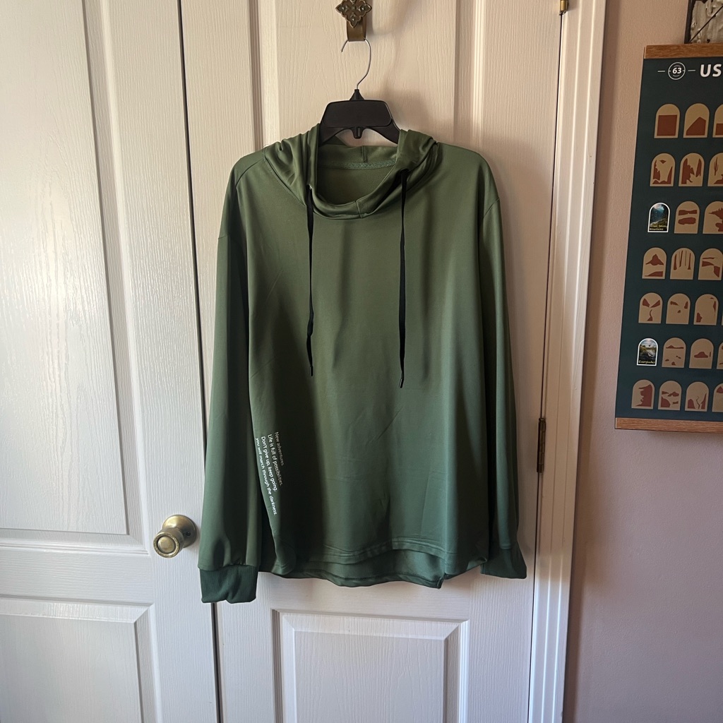 F19 Green Hooded Shirt With Black Drawstrings